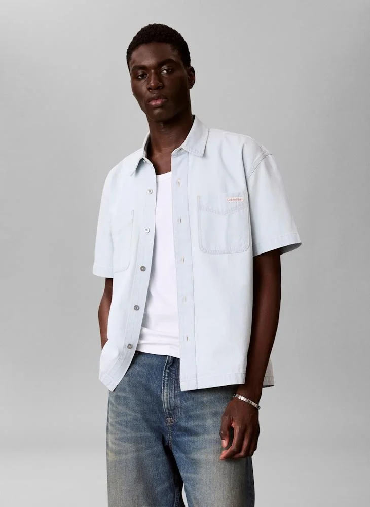 Boxy Denim Short Sleeve Shirt