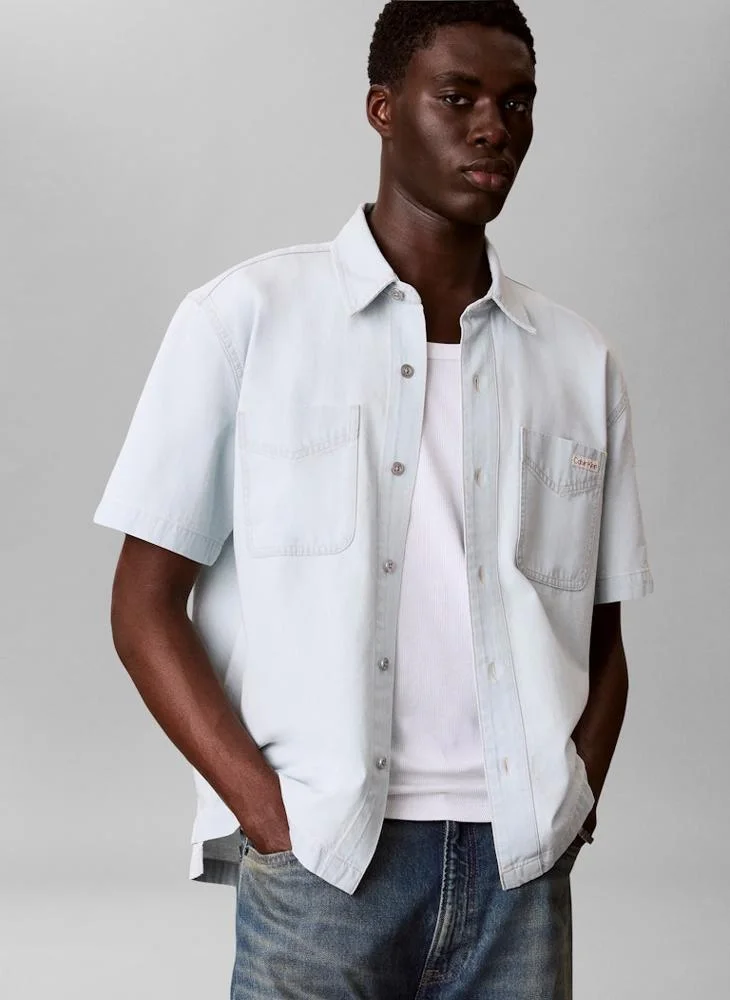 Calvin Klein Jeans  Boxy Denim Short Sleeve Shirt for Men | Best Price UAE
