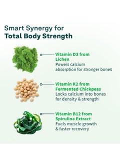 OZiva Vitamin D3, K2 & B12 | With Vitamin D3 For Stronger Bones, K2 (MK7) for Bone Density & B12 for Muscle Growth & Recovery - 90 Tablets  - Image 2