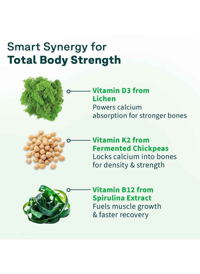 OZiva - Vitamin D3, K2 & B12 | With Vitamin D3 For Stronger Bones, K2 (MK7) for Bone Density & B12 for Muscle Growth & Recovery - 90 Tablets - Image 1