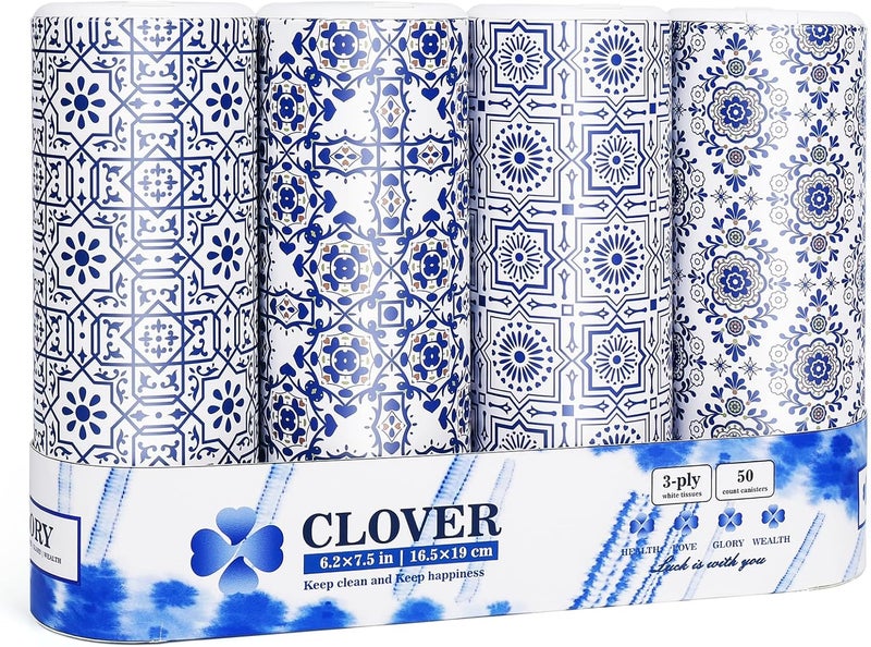 ã‚¯ãƒ­ãƒãƒ¼(Clover) Car Tissue Holder with Facial Tissues Bulk,Travel Tissues, Round Tissue Box for Car, 4 Tubes Car Tissues with Lotion, Paper Towels Holder for car,Car tissues Cylinder - Image 1