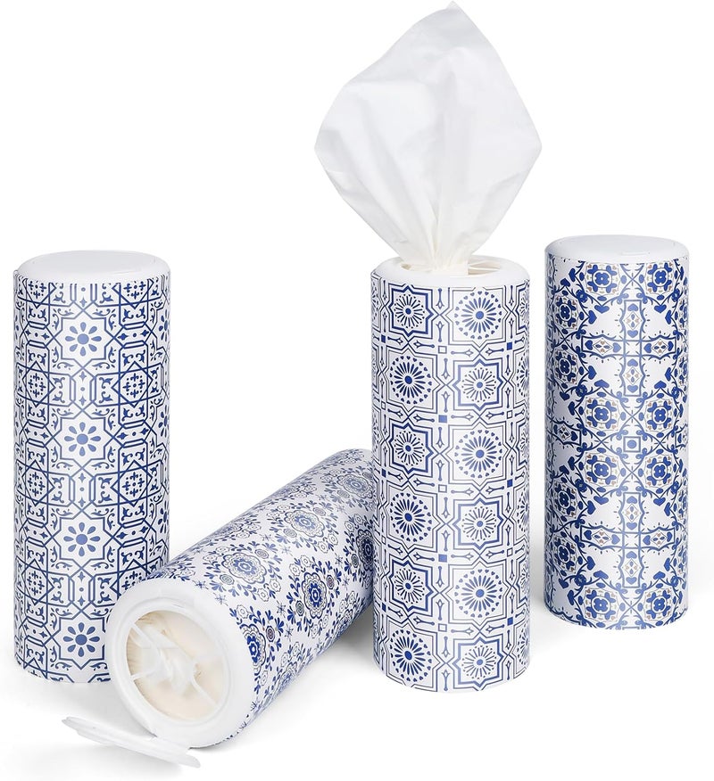 ã‚¯ãƒ­ãƒãƒ¼(Clover) Car Tissue Holder with Facial Tissues Bulk,Travel Tissues, Round Tissue Box for Car, 4 Tubes Car Tissues with Lotion, Paper Towels Holder for car,Car tissues Cylinder - Image 2