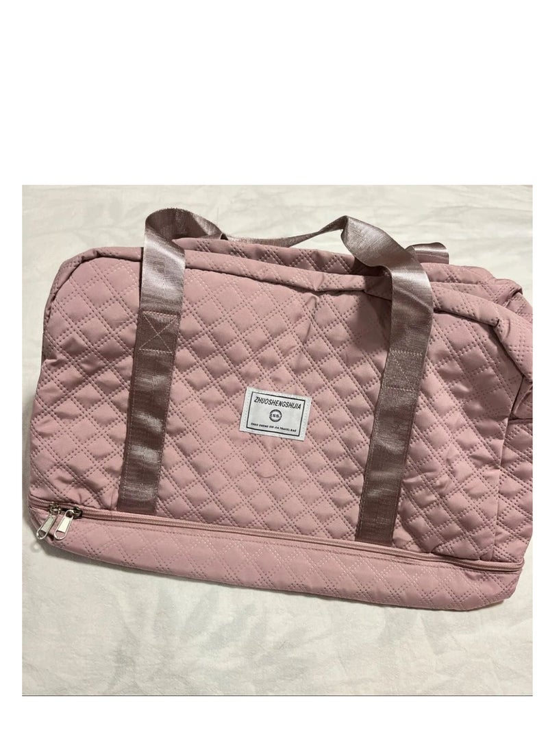BUBM Fashion Oxford Cloth Handbag Fitness Bag for Men and Women Travel Bag Shoulder Bag Handbag Sports Bag Canvas Luggage Bag Pink - Image 2