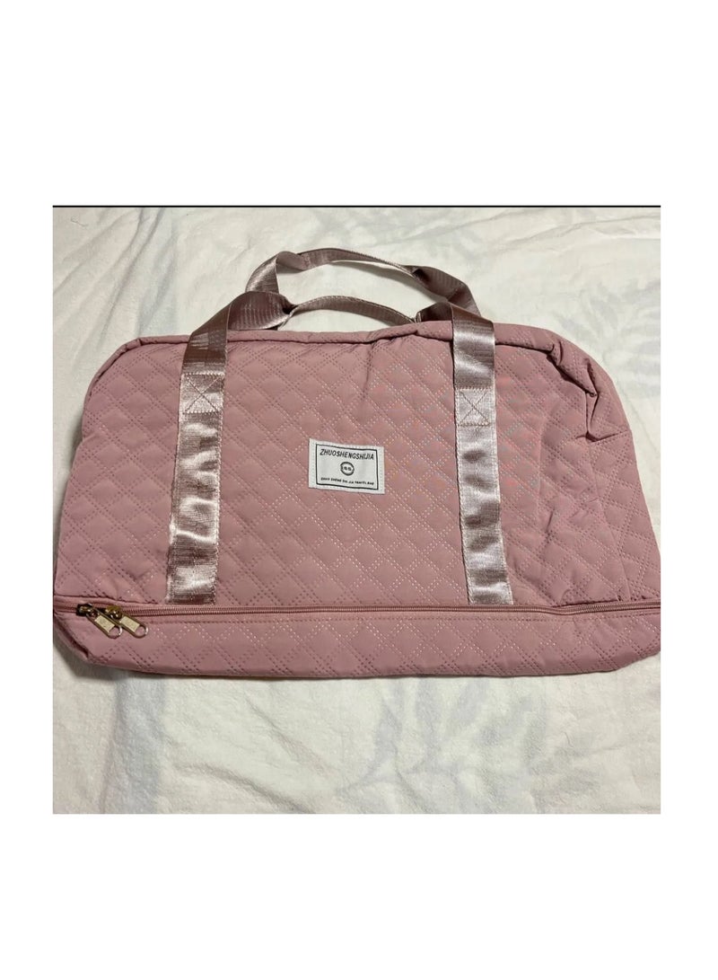 BUBM Fashion Oxford Cloth Handbag Fitness Bag for Men and Women Travel Bag Shoulder Bag Handbag Sports Bag Canvas Luggage Bag Pink - Image 3