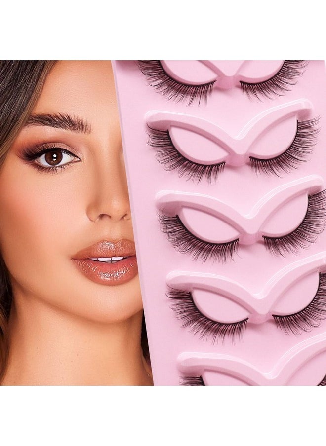 Veleasha - Fox Eye Lashes L Curl Fluffy False Eyelashes 5 Pairs Pack Cat Eye Lashes Wispy & Lightweight Fake Eyelashes For Doll Eye Makeup (Foxy 05) - Image 1