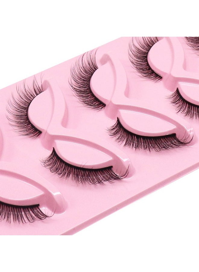 Veleasha - Fox Eye Lashes L Curl Fluffy False Eyelashes 5 Pairs Pack Cat Eye Lashes Wispy & Lightweight Fake Eyelashes For Doll Eye Makeup (Foxy 05) - Image 1