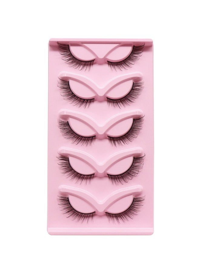 Veleasha - Fox Eye Lashes L Curl Fluffy False Eyelashes 5 Pairs Pack Cat Eye Lashes Wispy & Lightweight Fake Eyelashes For Doll Eye Makeup (Foxy 05) - Image 1