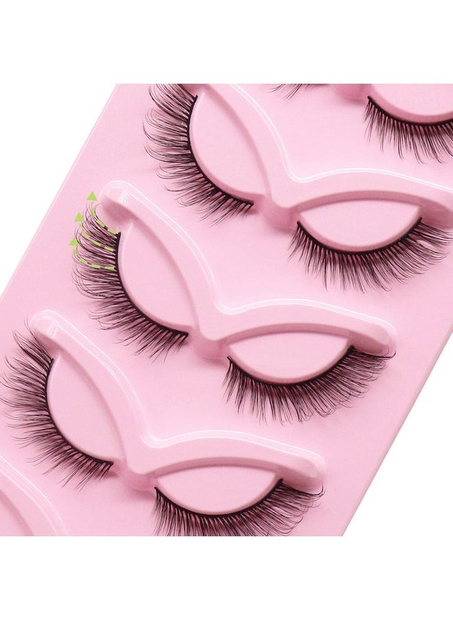 Veleasha - Fox Eye Lashes L Curl Fluffy False Eyelashes 5 Pairs Pack Cat Eye Lashes Wispy & Lightweight Fake Eyelashes For Doll Eye Makeup (Foxy 05) - Image 1