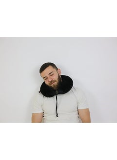 Max Comfort Medical Travel Pillow for Neck Pain Prevention During Travel, Max Comfort American Memory Foam Travel Neck Pillow, Black  - Image 3