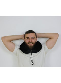 Max Comfort Medical Travel Pillow for Neck Pain Prevention During Travel, Max Comfort American Memory Foam Travel Neck Pillow, Black  - Image 4