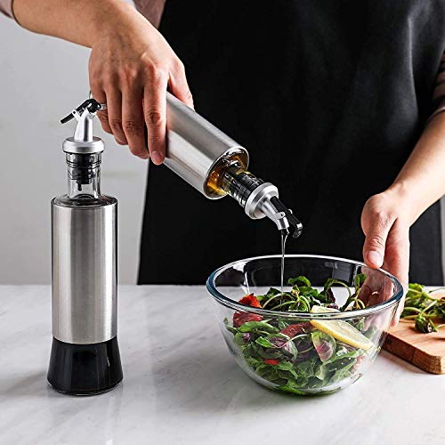 Mevanta 500ml Oil and Vinegar Dispenser Bottle With Pouring Spout Set of 2 Stainless Steel Cover Seasoning Bottle For Olive, Sauces,Oil,Vinegar Kitchen Cooking Oil Container (Modern, 2) - Image 3