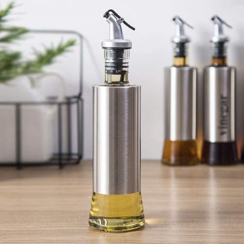 Mevanta 500ml Oil and Vinegar Dispenser Bottle With Pouring Spout Set of 2 Stainless Steel Cover Seasoning Bottle For Olive, Sauces,Oil,Vinegar Kitchen Cooking Oil Container (Modern, 2) - Image 2