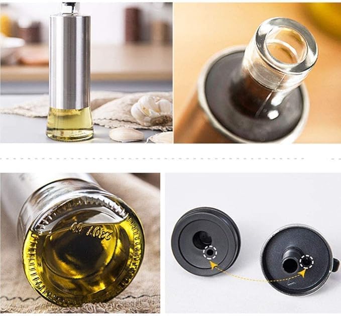 Mevanta 500ml Oil and Vinegar Dispenser Bottle With Pouring Spout Set of 2 Stainless Steel Cover Seasoning Bottle For Olive, Sauces,Oil,Vinegar Kitchen Cooking Oil Container (Modern, 2) - Image 5