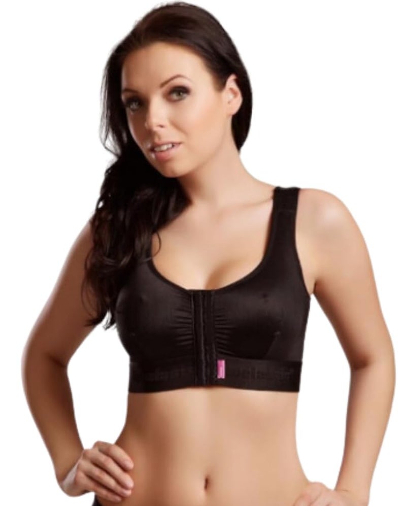 ليبو إيلستك LIPOELASTIC PI Extra - Mastectomy Bra, Surgical Bra, Post-Surgery Bra, Compression Bra for Women Post-Surgery Front Closure Black - Image 1