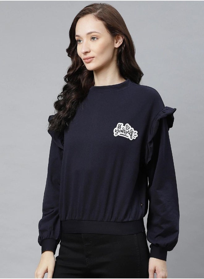Hubberholme Navy Blue Sweatshirt For Women  - Image 1