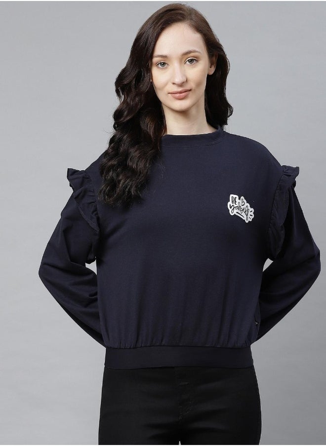 Hubberholme Navy Blue Sweatshirt For Women  - Image 2