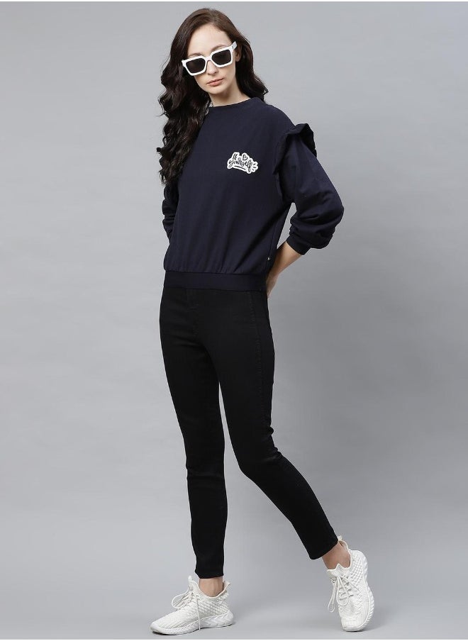Hubberholme Navy Blue Sweatshirt For Women  - Image 3