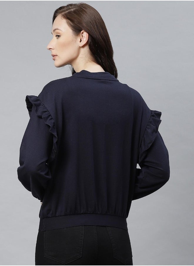 Hubberholme Navy Blue Sweatshirt For Women  - Image 5
