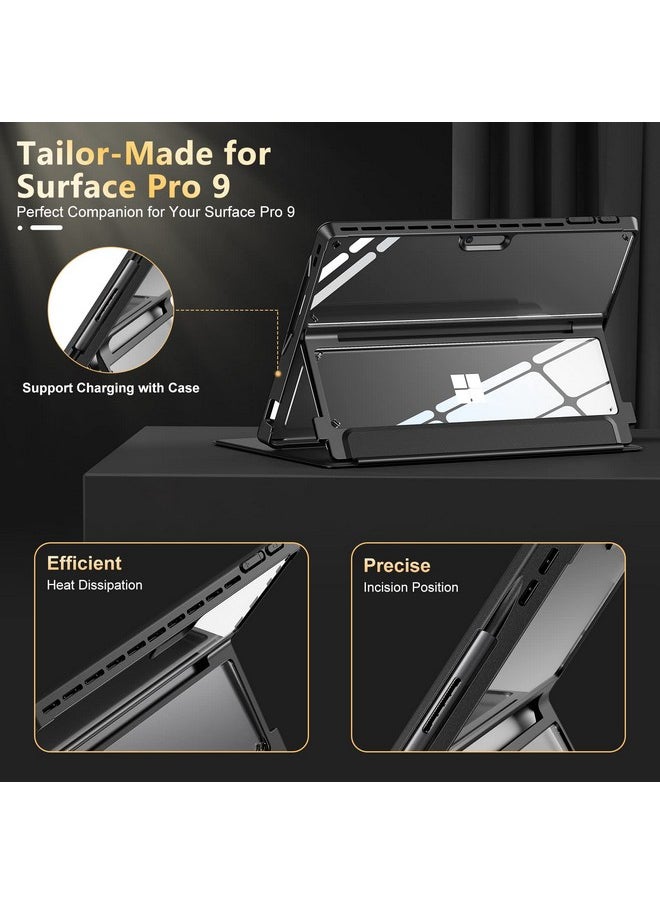 Infiland INFILAND Microsoft Surface Pro 11/10/9 Case, Military-Grade Drop Protection High Clearity Case Leather Cover Designed for Surface Pro 11th Edition AI, Work with Type Cover Keyboard, Black  - Image 2