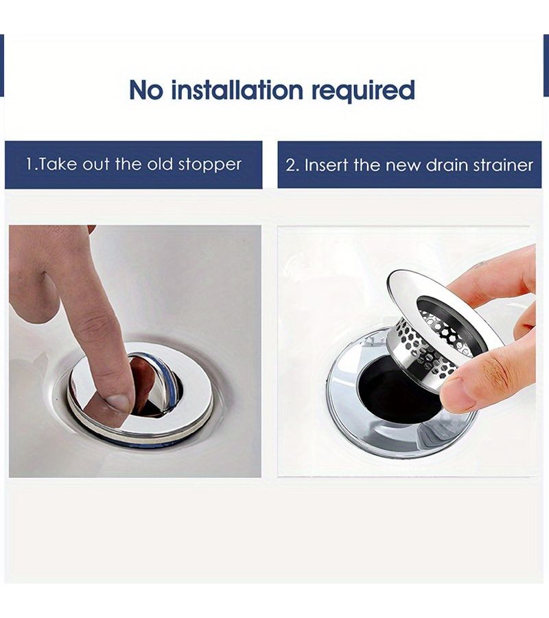 Silvery Stainless Steel Bathroom Sink Strainer 1pc with 1.25 to 1.6 Inch Mounting Hole - Image 5
