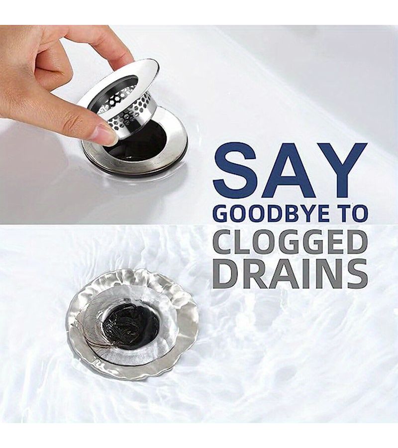 Silvery Stainless Steel Bathroom Sink Strainer 1pc with 1.25 to 1.6 Inch Mounting Hole - Image 2