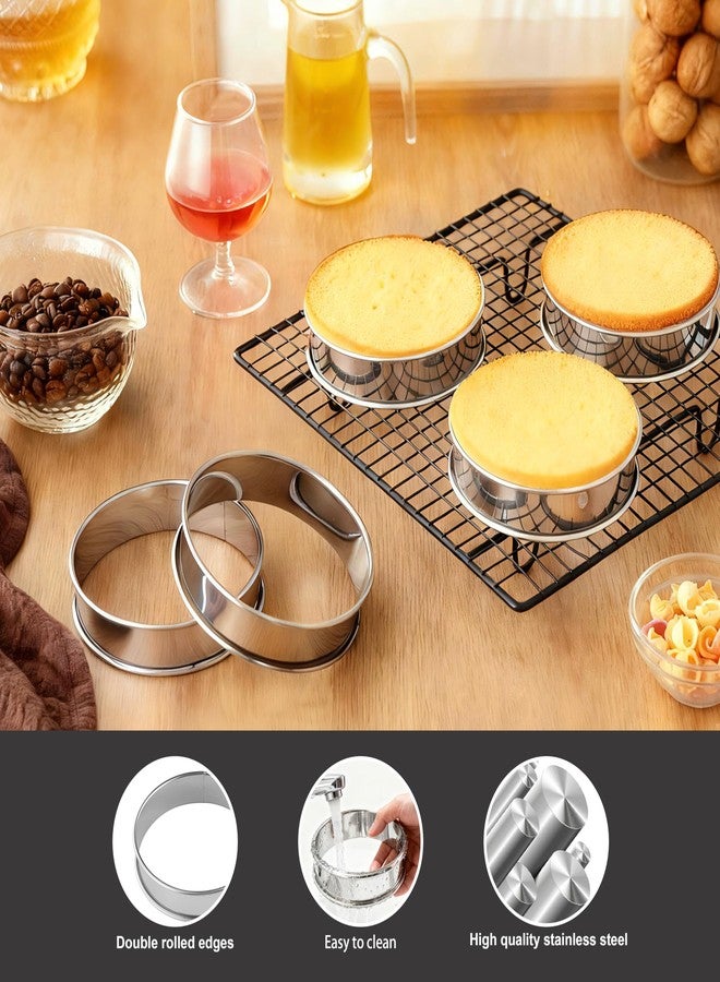 KCKHFA 5PCS Crumpet Rings, 4" Stainless Steel Egg Rings for English Muffin, Tart, Cookie, Frying Egg, Double Rolled Round Cake Mold - Image 3