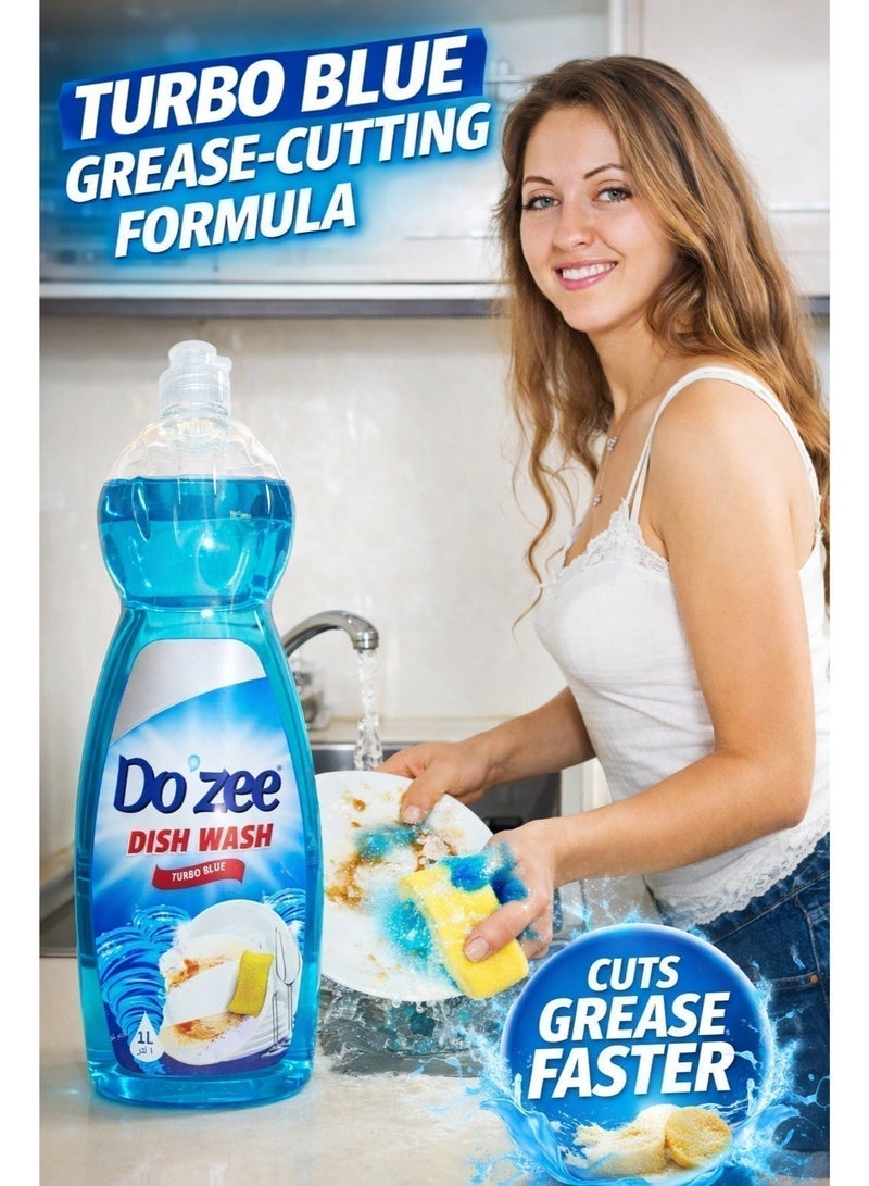 Do'zee Cleaning Bundle | Turbo Blue Dish Wash 1L + Lemon Dish Wash 1L + Floral Toilet Cleaner 0.5L - Image 2