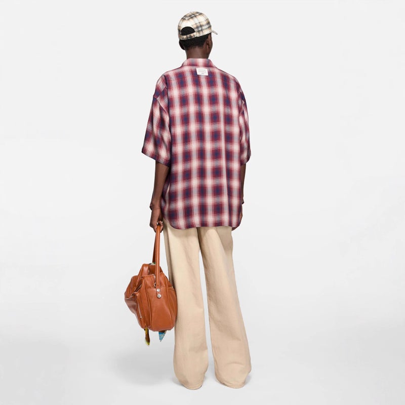 25Ss Swedish Trendy Brand Ac Style 1996 Contrasting Red Plaid Short-Sleeved Casual Loose Plaid Shorts For Men And Women - Image 2
