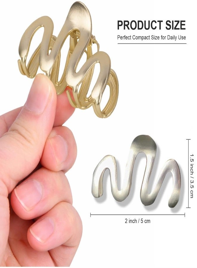kapimo Metal Hair Claw Clips for Women Girls Strong Grip Non Slip Set of 2 Clutcher for Thick Long Hair Golden Silver Matte Color Hairclips - Image 2