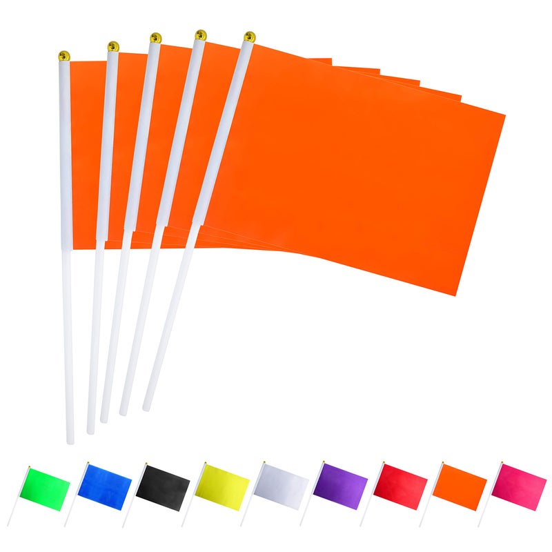 Consummate 25 Pack Solid Orange Flag Small Mini Plain Orange DIY Flags On StickParty Decorations for ParadesGrand OpeningKids BirthdayParty Events Celebration 82 x 55 inchs118 inchs - Image 3