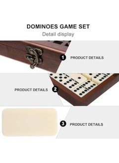 ECVV Dominoes Dice Set Game 28 Pcs with Wooden Case, Black Dot Classic Dominoes Classic Numbers Table Game Dominoes Blocks Wood Educational Toys for Adults  - Image 5