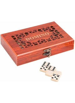 ECVV Dominoes Dice Set Game 28 Pcs with Wooden Case, Black Dot Classic Dominoes Classic Numbers Table Game Dominoes Blocks Wood Educational Toys for Adults  - Image 1