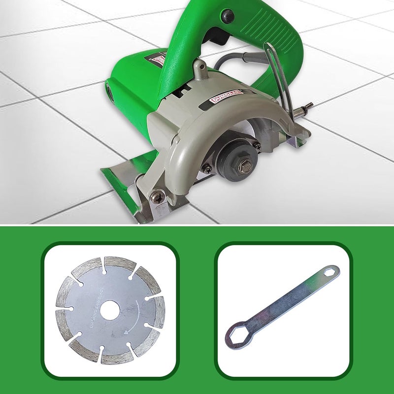 Inditrust Dumdaar 1400W Marble cutting machine with 1pc Marble Cutting blade set Handheld Tile Cutter 110mm (GREEN) - Image 5