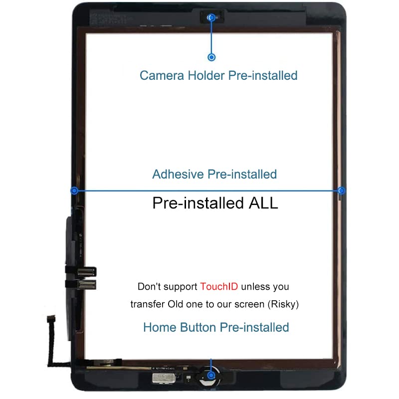 JPUNG for iPad 6 (6th Gen 2018 Released) Screen Replacement Glass Digitizer, Only for 6th Generation A1893 A1954 Touchscreen 9.7 Inch Front Panel, with Home Button +Full Repair Tools Kit - Image 2