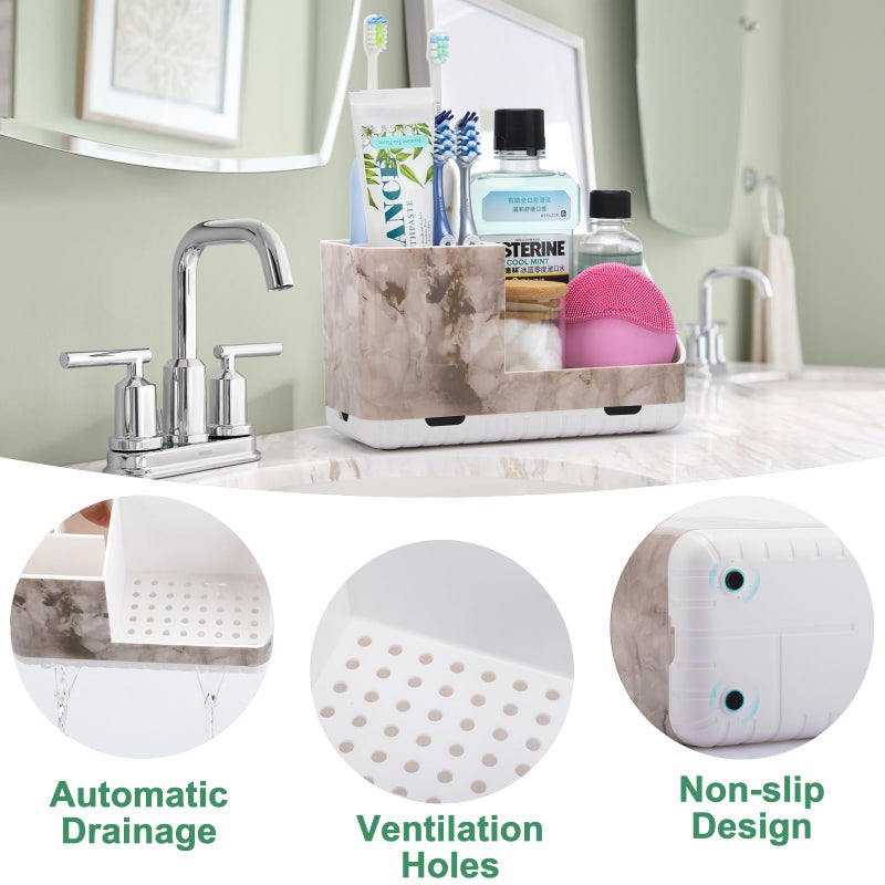 PARKMANI Toothbrush Holders for Bathroom Countertop Organizer, Kids Electric Toothbrush and Toothpaste Holder for Bathroom Organizers and Storage (White Marble Grain) - Image 3