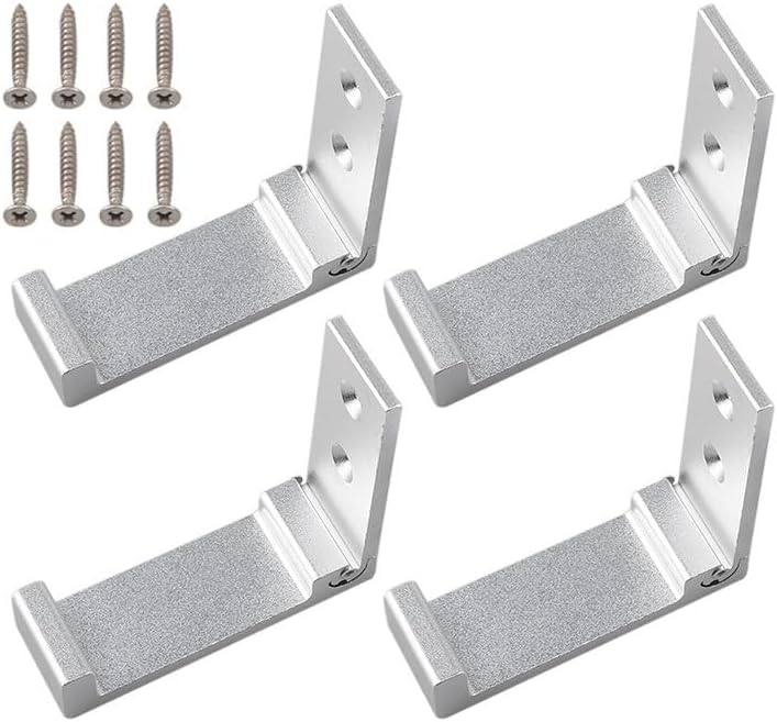 خطافات حائط ألومنيوم قابلة للطي 4 قطع - تصميم موفر للمساحة باللون الفضي لتعليق الملابس والأدوات - Image 4