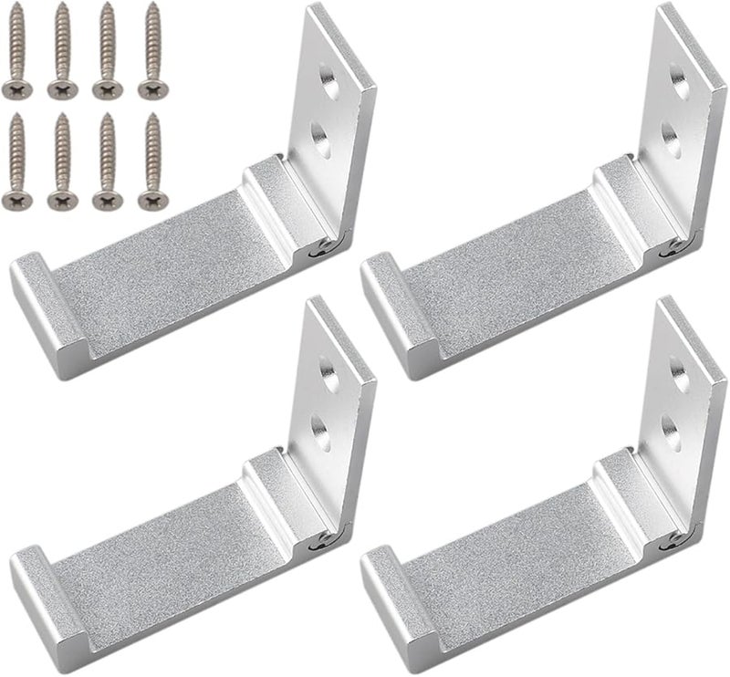 خطافات حائط ألومنيوم قابلة للطي 4 قطع - تصميم موفر للمساحة باللون الفضي لتعليق الملابس والأدوات - Image 1