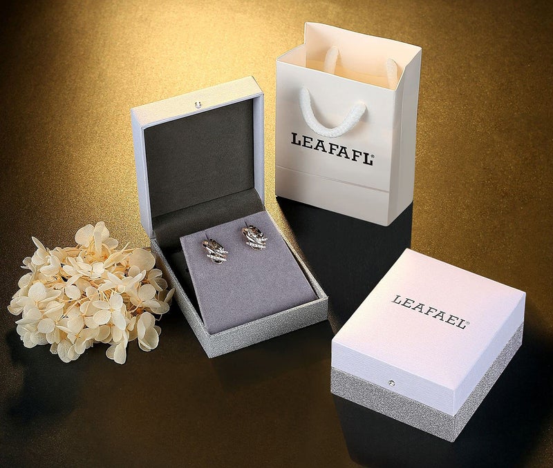 Leafael Wish Stone Stud Earrings with Silver Black Crystal, 18K Rose Gold Plated - Image 5