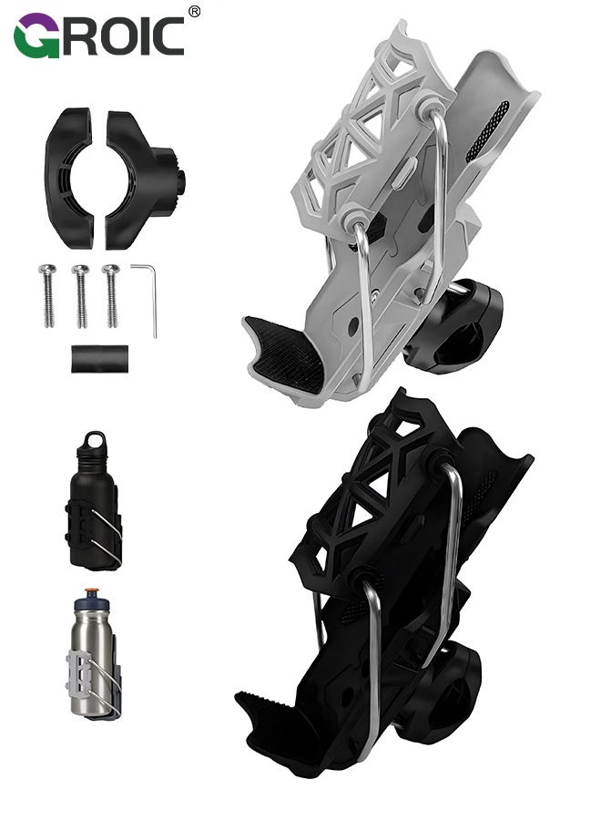 GROIC 2Pcs Bike Water Bottle Holder, Adjusting Cup Holder for Motorcycle, Automatic Clamp Design, Rotatable Cup Mount for Handlebar and Frame, Auto-Tightening Bicycle Drink - Image 1