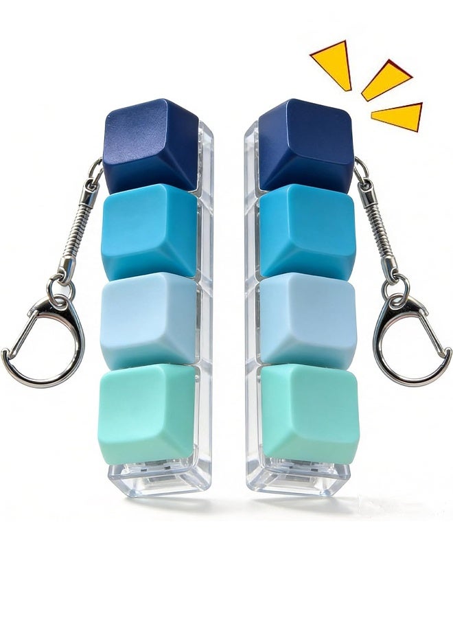 Wffo 1PCS Fingerboard Keyboard Toy, Fingerboard Keyboard Keychain, Stress-Relief Fun, Fingerboard Keyboard Click Stress-Relief Keychain, with Stress-Relief Button Decoration - Gradient Blue - with Light - Image 1