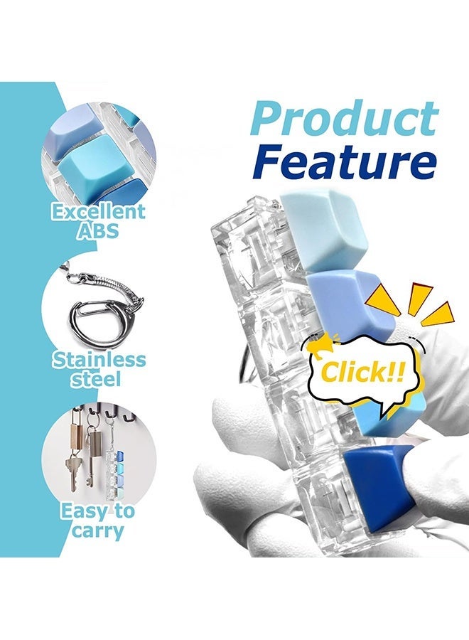 Wffo 1PCS Fingerboard Keyboard Toy, Fingerboard Keyboard Keychain, Stress-Relief Fun, Fingerboard Keyboard Click Stress-Relief Keychain, with Stress-Relief Button Decoration - Gradient Blue - with Light - Image 3