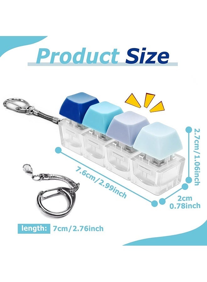 Wffo 1PCS Fingerboard Keyboard Toy, Fingerboard Keyboard Keychain, Stress-Relief Fun, Fingerboard Keyboard Click Stress-Relief Keychain, with Stress-Relief Button Decoration - Gradient Blue - with Light - Image 2