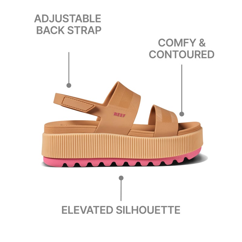 REEF Women's Water Vista Higher Platform Sandal, Water Friendly, Adjustable Strap, Natural/Hot Pink, 7 - Image 5