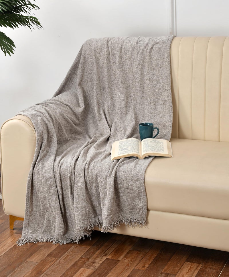 SASHAA WORLD Soft Chenille Throw | Throw Blanket for Sofa, Bed, Chair and Travel | Grey Throw Blanket | Pack of 1, 130 x 180 cm - Image 1