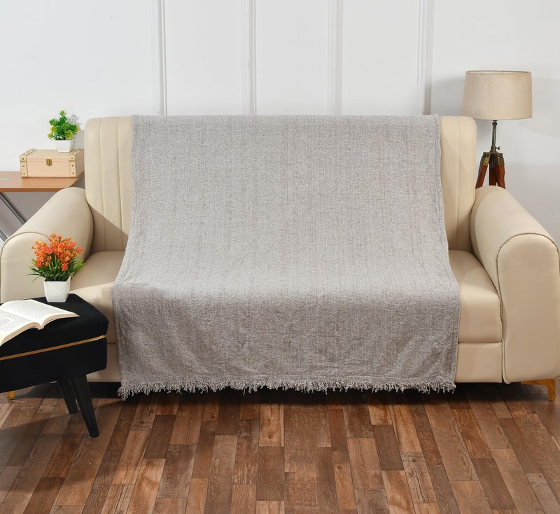 SASHAA WORLD Soft Chenille Throw | Throw Blanket for Sofa, Bed, Chair and Travel | Grey Throw Blanket | Pack of 1, 130 x 180 cm - Image 3