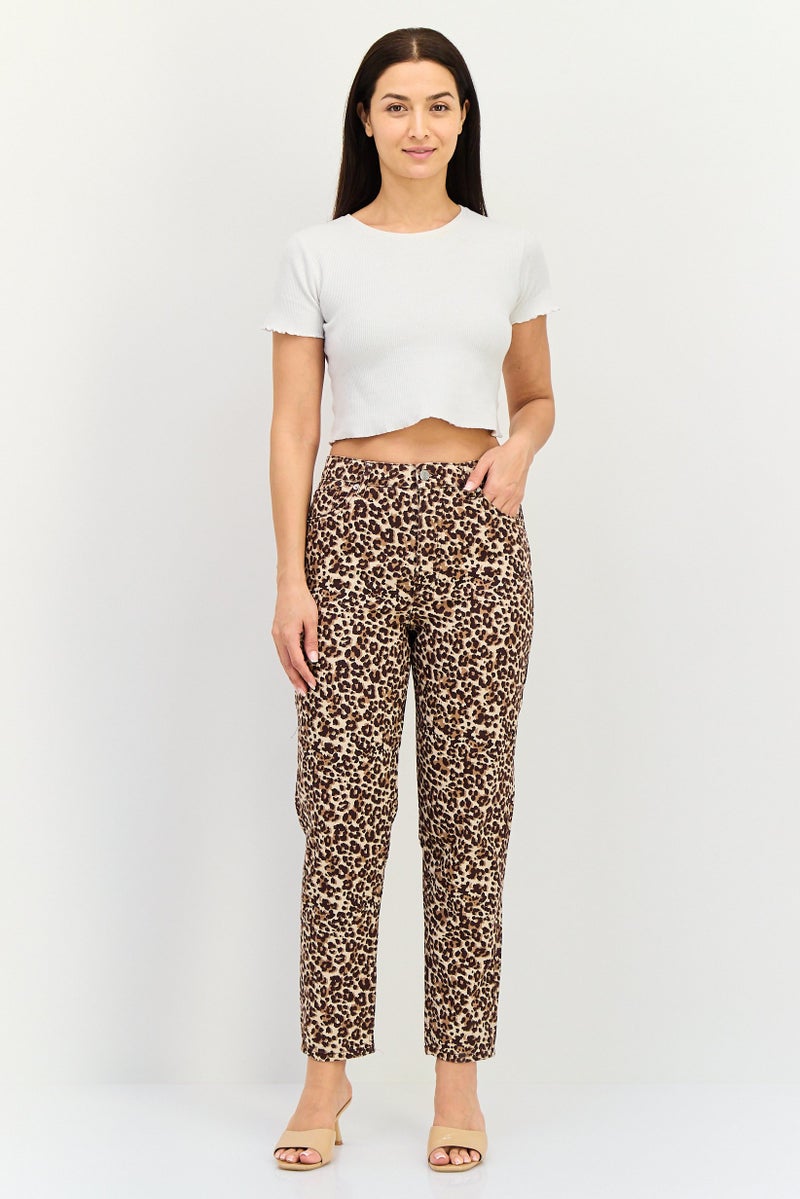 Lefties Women Mom Fit Allover Print Straight Leg Pants, Multicolor - Image 3