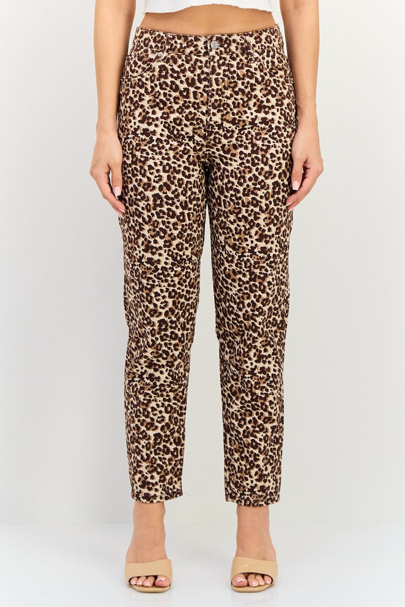 Lefties Women Mom Fit Allover Print Straight Leg Pants, Multicolor - Image 1