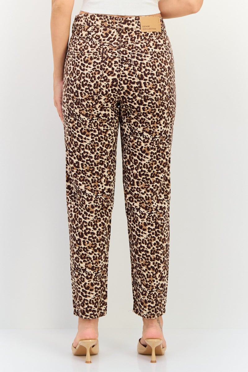 Lefties Women Mom Fit Allover Print Straight Leg Pants, Multicolor - Image 4