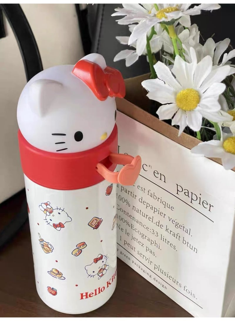 هالو كيتي زجاجة ماء من الستانلس ستيل هيلو كيتي 316 كوب حراري بدرجة طعام للماء الساخن والبارد 350 مل - Image 4