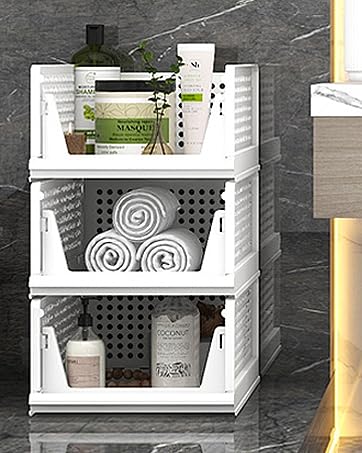 JEYANG JEYANG Plastic Clothes Organizer For Wardrobe Foldable And Stackable Closet Cupboard Almirah Space Organiser For Shirt T Shirt Jeans Pack Of 10 White - Image 2